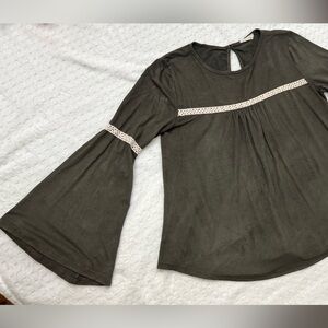 Dark Olive Green Bell Sleeve Size S